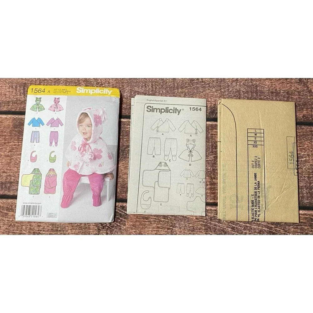 Simplicity Sewing Pattern 1564 Babies Top Pants Caplet Bib Blanket Sizes XXS-L